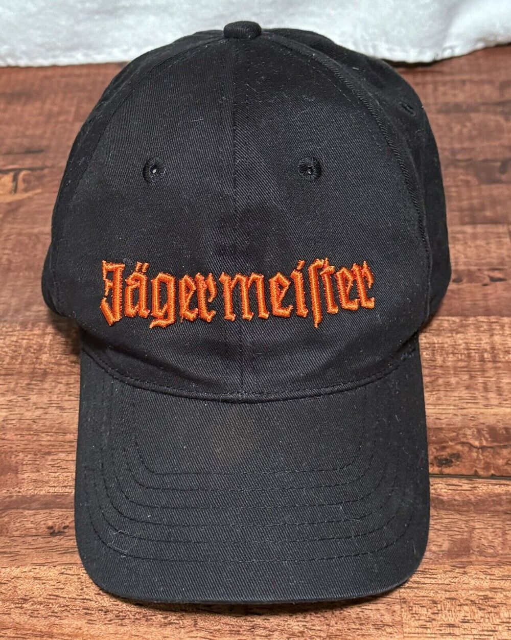 JAGERMEISTER BLACK Adjustable HAT CAP LID EMBROIDERED ORANGE LOGO